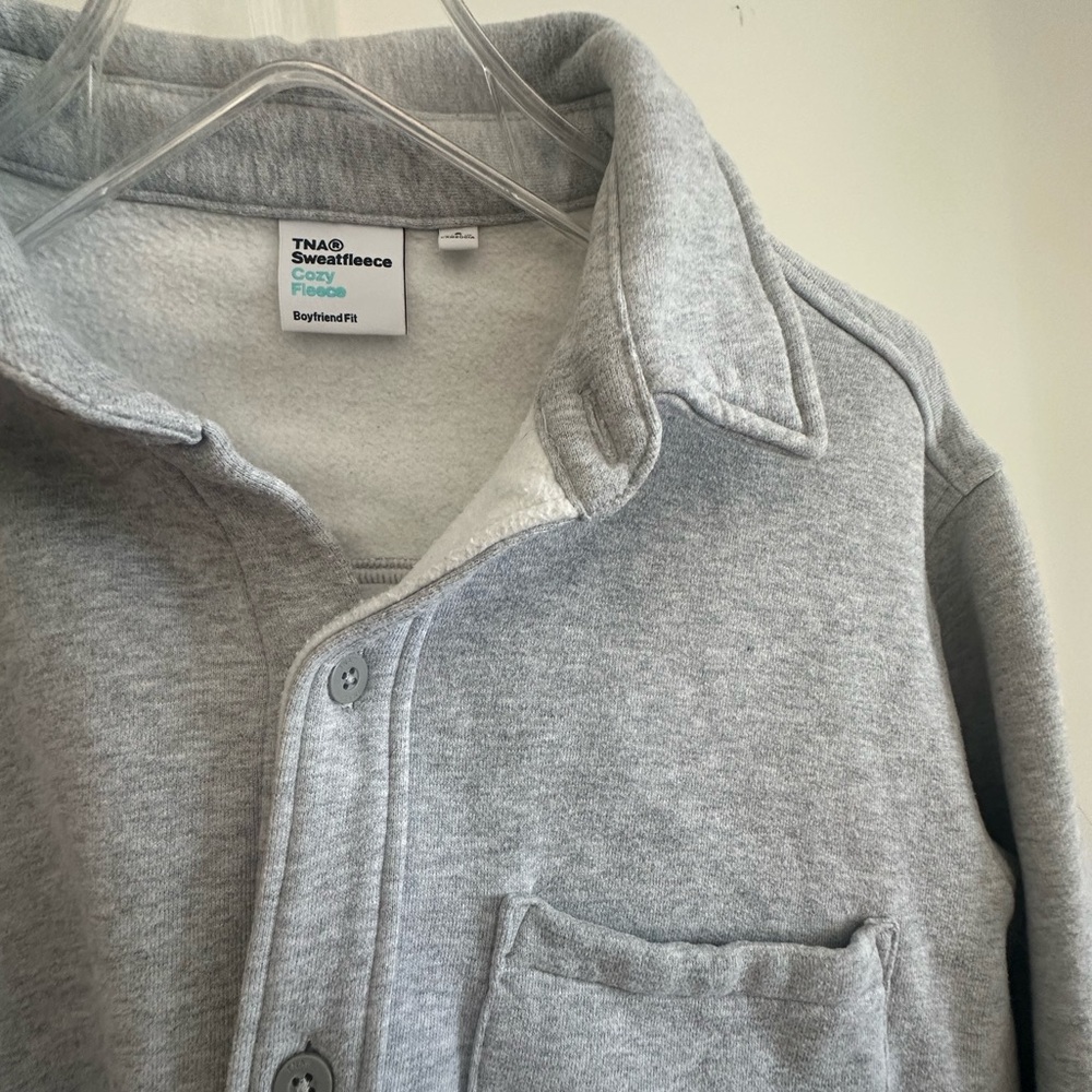 Aritzia TNA fleece boyfriend button down sweater jacket - Picture 3 of 4